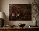 Old Master, oil on canvas, 17th century.Biblical composition depicting the Holy Family in an ...