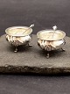 A pair of silver salt cellers with glass insert and spoon item no. 641587