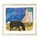 Jens Søndergaard, 1895-1957, water colorMotif with horse and churchSigned and dated ...