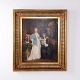 Oil Painting with Two Figures in an Interior in Gilt ...