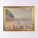 Oil Painting with Coastal Landscape, Beach and Trees in ...