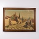 Oil Painting with Southern Village, Figures and Cart in ...