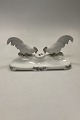 Royal Copenhagen Art Nouveau Inkwell with two chickens No 524. Measures 25,5cm x 10,5cm / ...