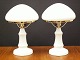 Couple old 
table lamps 
with foot made 
of white 
ceramics sign. 
KV - With white 
opalglass ...