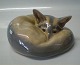 Royal Copenhagen figurine 
0438 RC Curled fox Erik Nielsen 1902 9 x 17 cm