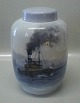 Royal Copenhagen 888 Lidded vase with marine motif. 22 cm
