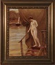 Christian Valdemar Clausen (1862-1911). Nude woman at a wooden pier. Oil on canvas.