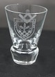 Danish freemason glasses, schnapps glasses engraved with freemason symbols, on an edge-cutted foot