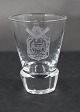 Danish freemason glasses, schnapps glasses engraved with freemason symbols, on an edge-cutted foot