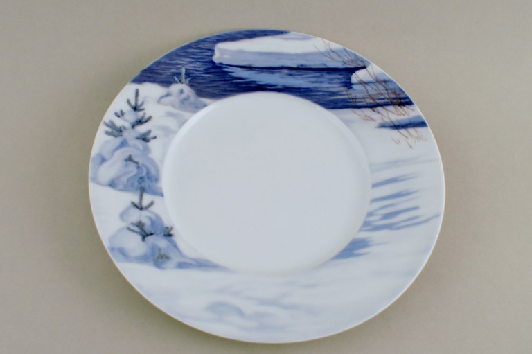 Rare Royal Copenhagen plate, decorated with winter landscape.