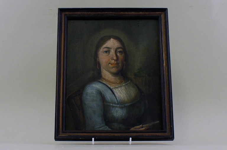 Oil on wood, classic lady portrait, portrait of Maria Föhrin, born Rieschin. 
Dated 1797.