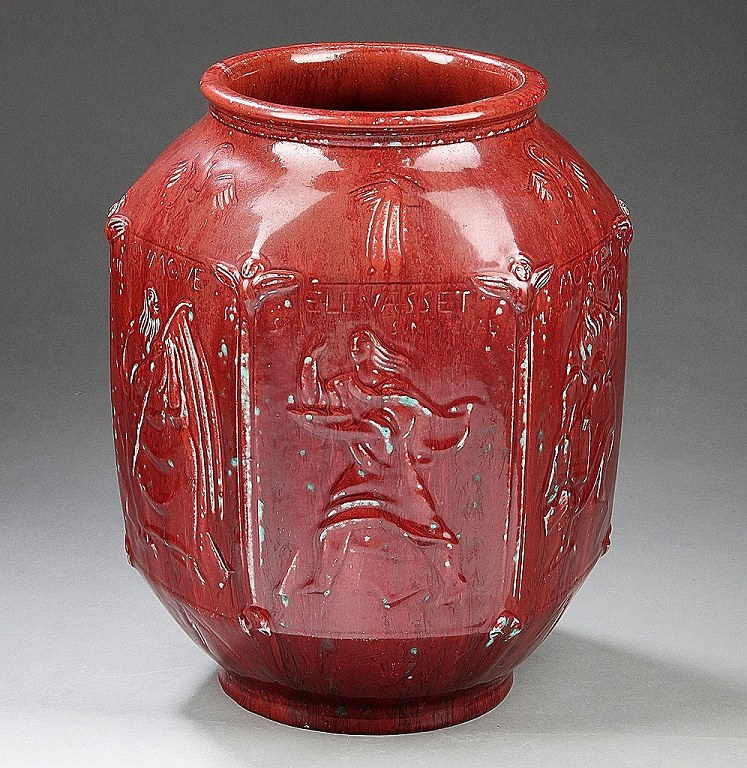 Kolossal gulvvase af stentøj, Jais Nielsen for Royal Copenhagen. Moses vase.