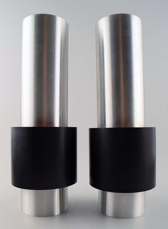 Pair of Fogh & Morup "Zenith" ceiling pendants in steel and black.
