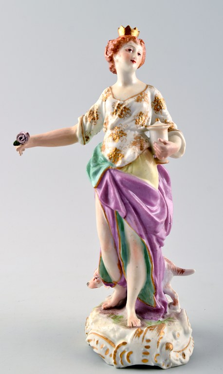 Antik porcelænsfigur i Meissen stil, sent 1800-tallet. Overglasur.