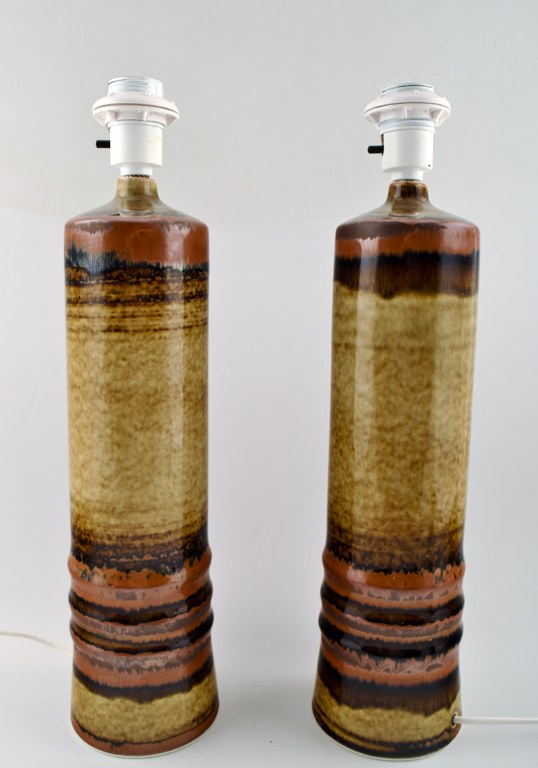 A pair of retro Rörstrand stoneware lamps.
