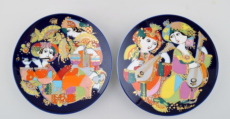 2 Rosenthal Bjorn Wiinblad "Studio-line" plates, porcelain.
