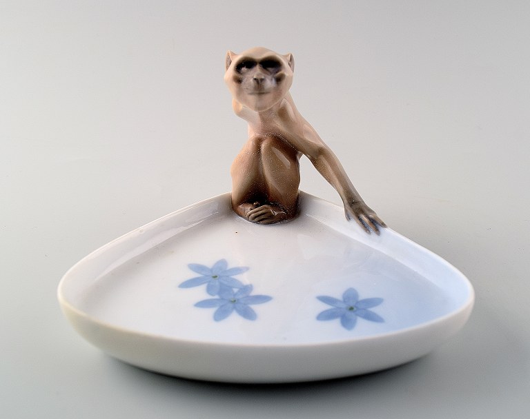 Rare Royal Copenhagen Art Nouveau dish with monkey.
