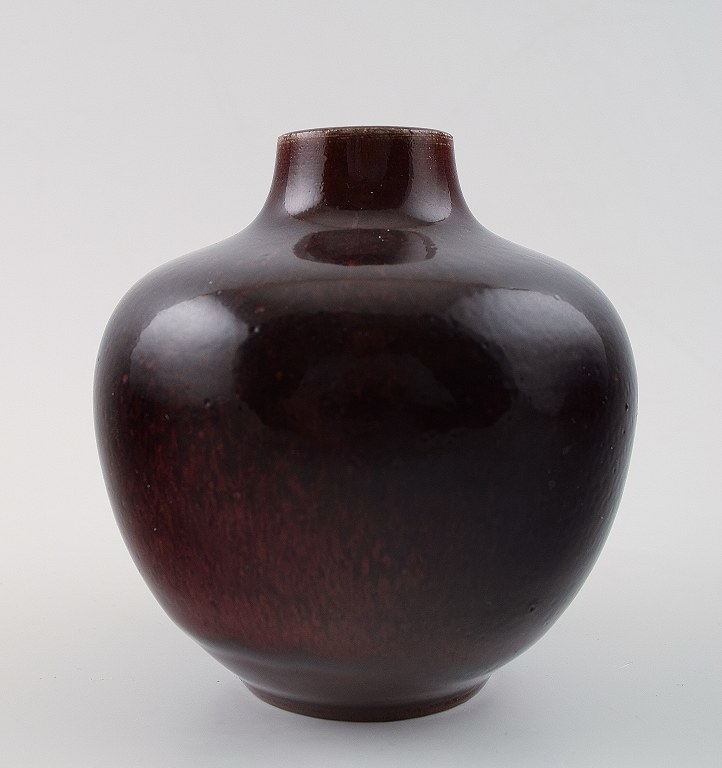 Unique Royal Copenhagen oxblood glaze ceramic vase.
