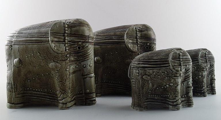 Rorstrand Bertil Vallien four elephants, ceramics.
