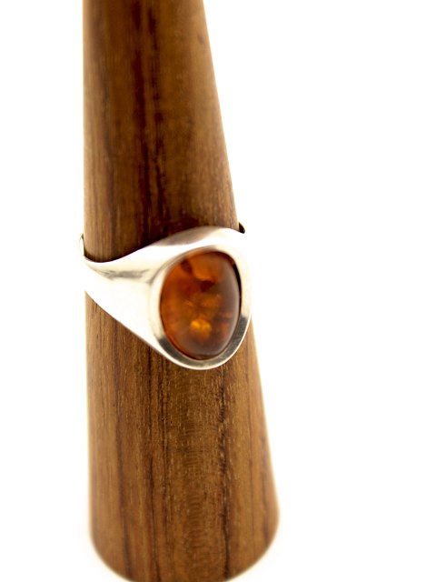 Silver ring with amber