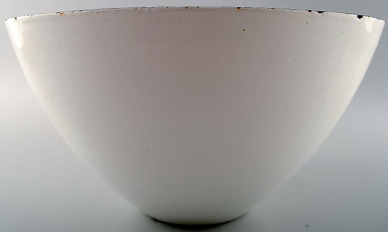 Rare large Krenit bowl by Herbert Krenchel. White metal and white enamel.