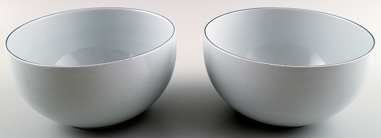 2 bowls. Aluminia/Royal Copenhagen blue line, earthenware.