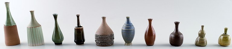 Collection of Höganäs and other miniature vases, a total of 10 pieces.