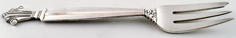 12 kagegafler Georg Jensen sølvbestik Dronning sølvtøj, Georg Jensen. 
Dronningemønster Acanthus. Designet af Johan Rohde.
