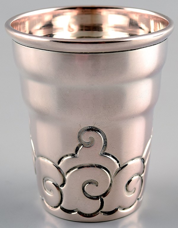 Art Nouveau silver liquor/vodka beaker.