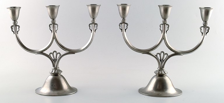 Just Andersen art deco pair of pewter candlesticks.