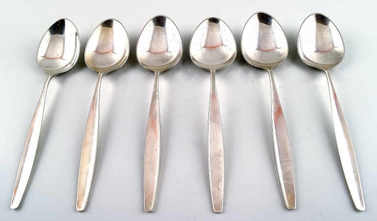 Georg Jensen Sterling Silver Cypress 3 Soup / dessert spoons.
