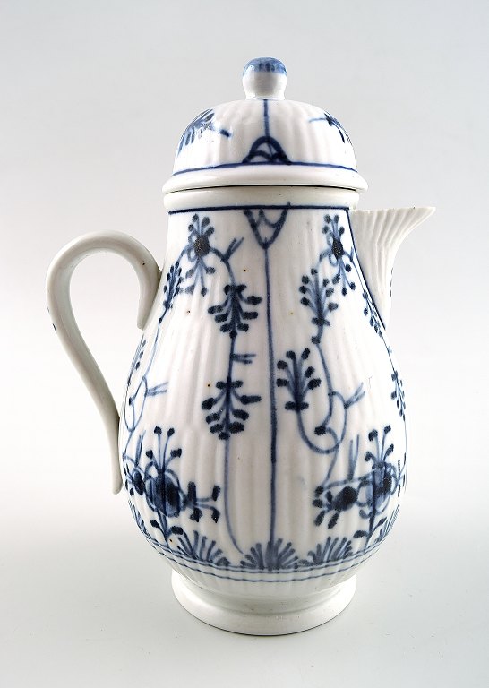 Antique German blue fluted mocha jug.

