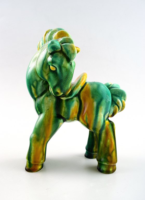 Rare Rörstrand stoneware figure by Gunnar Nylund, horse.
