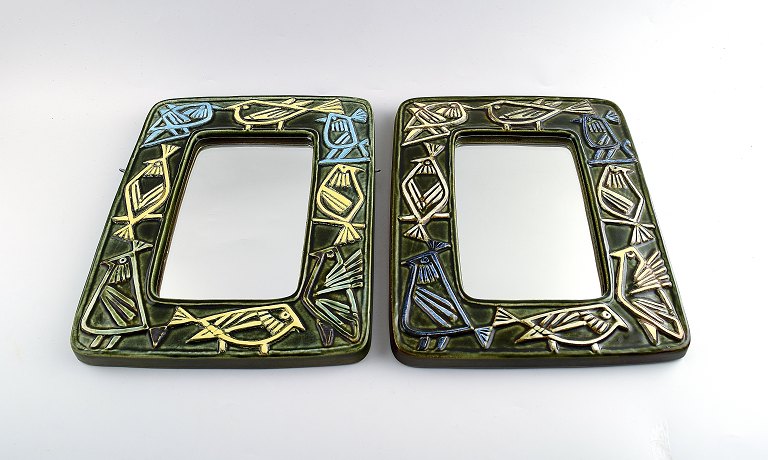 LISA LARSON (1931 -) for Gustavsberg, a pair of mirrors, stoneware, retro.