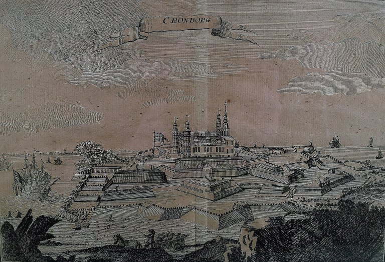 17-1800-tals kobberstik, Cronborg/Kronborg.

