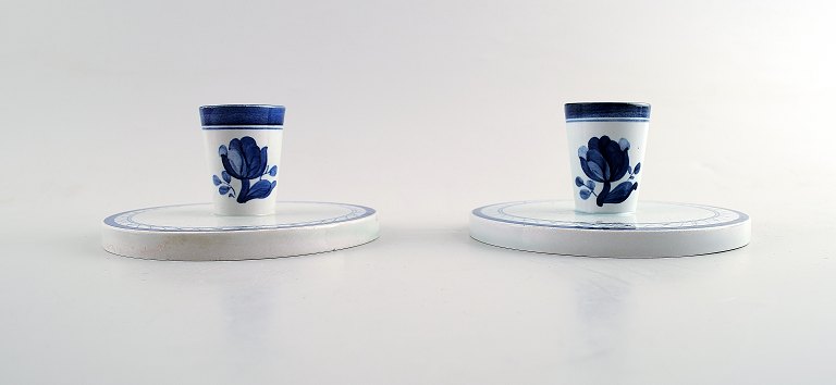 Aluminia/Royal Copenhagen Tranquebar faience 2 pair of candlesticks.
