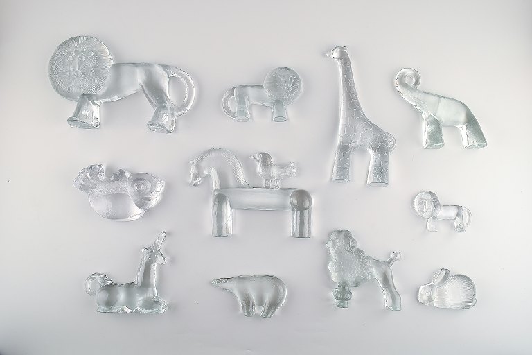 Large collection of Lisa Larson for Royal Krona animal figures in art glass.