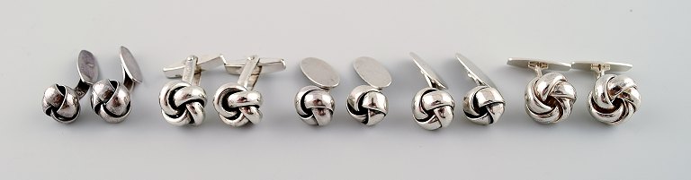 Bernhard Hertz: Five pairs of cufflinks in sterling silver and silver.
