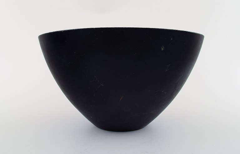 Rare and large Krenit Bowl by Herbert Krenchel. Black metal and yellow enamel.