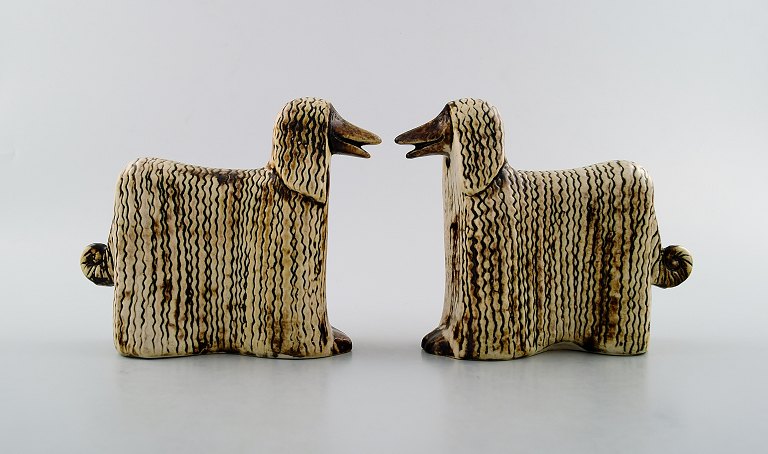 Lisa Larsson ceramics, 2 Afghan Dogs, Afghan Hound.
