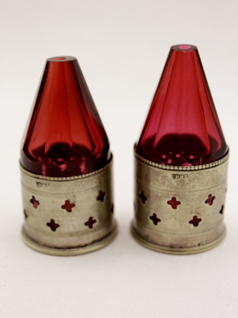 Salt and pepper cranberry glass