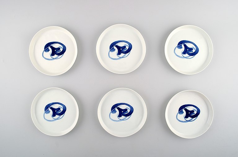 Bing & Grondahl Blue Koppel, 6 pcs. Round bottle holders / small platters # 361.