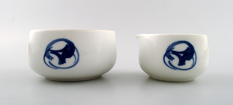 Bing & Grondahl Blue Koppel, Henning Koppel sugar bowl and creamer # 302 and 
303.