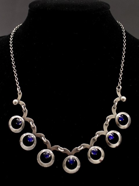 Necklace 39 cm. with blue stones 830s