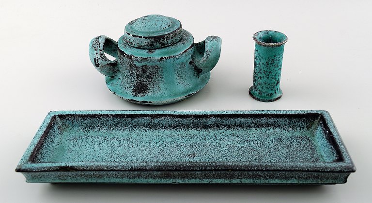 Svend Hammershøi/Hammershoi for Kähler/Kahler, Denmark, writing set in glazed 
stoneware, 1930s.