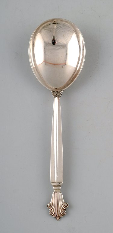 Georg Jensen serving spoon in full sterling silver, silverware, Georg Jensen 
Acanthus. Designed by Johan Rohde.