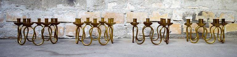 4 candlesticks for 7 lights, Swedish tenn "Arvika". Brass.
