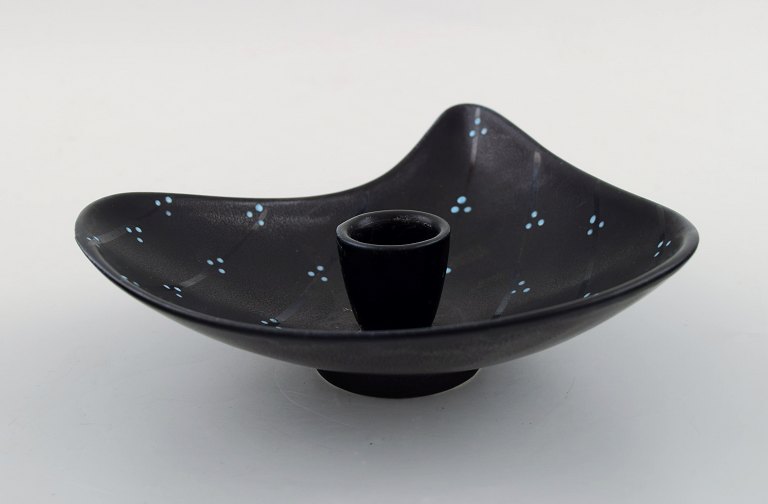 Lillemor Mannerheim for Upsala-Ekeby / Gefle "Pärlor" candleholder, blue glazed.