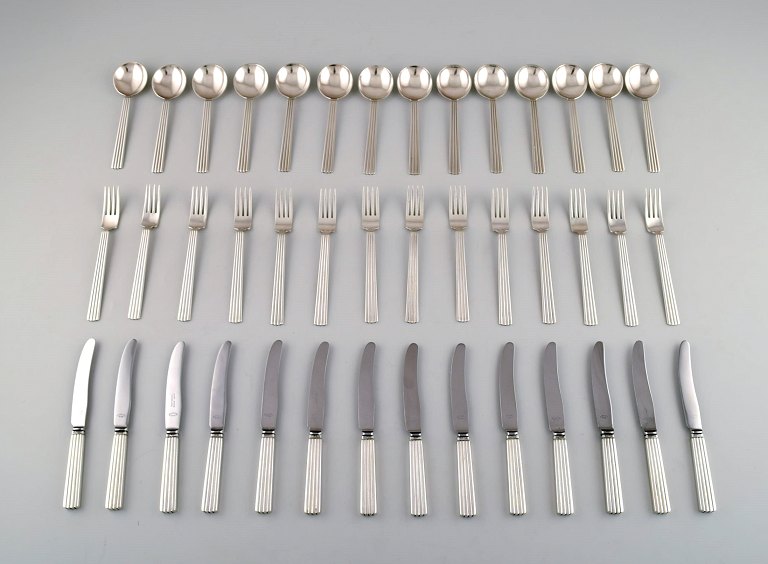 Bernadotte silver cutlery Georg Jensen complete lunch service for 14 pers. 42 p.