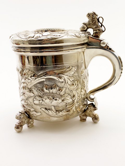 Baroque shape tankard of sterling silver